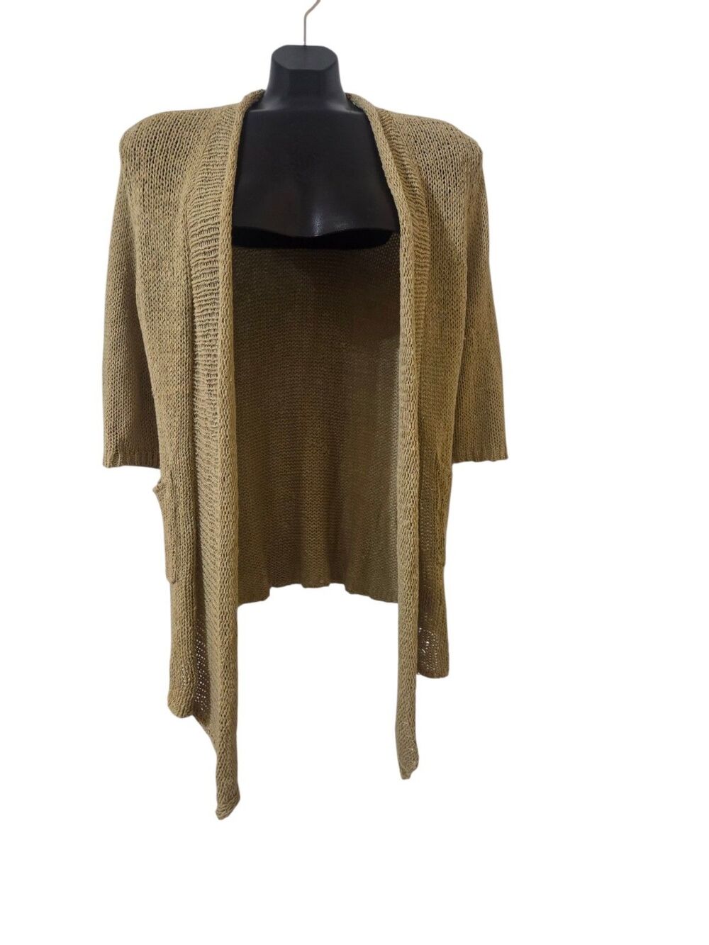 NWT Nic+Zoe Linen Blend Cardigan L Lemongrass Open Front Coastal Minimalist B341